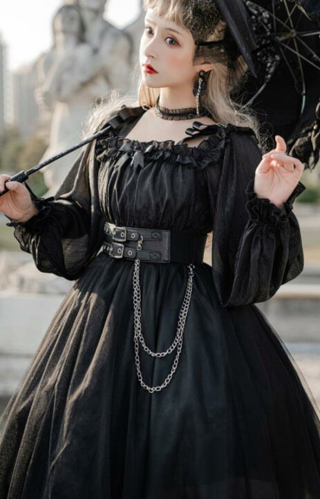楽天市場】春夏ワンカラーゴスロリワンピース ロリィタ OP Lolita 長袖  