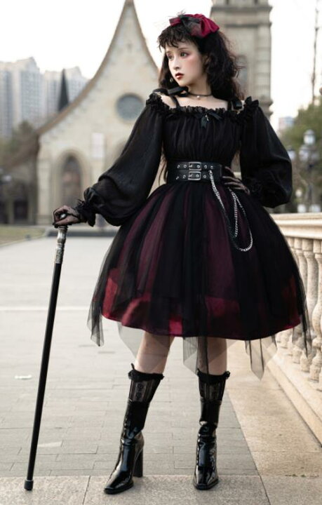 楽天市場】春夏ワンカラーゴスロリワンピース ロリィタ OP Lolita 長袖  