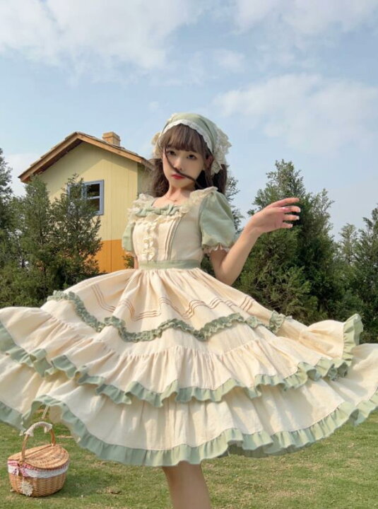 楽天市場 22新品春夏ゴスロリワンピース ロリィタ 半袖op Lolita ロリータ コスプレ 洋装田園風op半袖ワンピース日常服ゴスロリワンピース レディースフリルレース ワインカート 可愛いお嬢様姫系少女ワンピ ワンピゴージャスドレス緑 竹田雑貨商店事務所