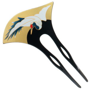ダブルフォークプリントタンチョウ手描き蒔絵かんざし簪髪飾り髪飾りバチ型扇ヘアアクセサリー夜会巻き 髪型 袴 はかま浴衣 留袖和服和柄和風小物和和装小物卒業式謝恩会結婚式花嫁 母