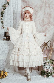 白仙气花嫁春夏ワンカラーゴスロリワンピース ロリィタ OP Lolita ロリータ コスプレ ウェディングドレス日常服ゴスロリワンピース人形師 レディースフリルレース ワインカート 可愛いお嬢様姫系少女ワンピ ホワイトワンピゴージャスドレス リサop ワンピース