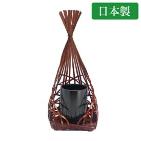 【10%OFF 楽天スーパーSALE 3/11 1:59迄】堅田かご 10cm×22cm 竹かご 花器 花瓶 花入 篭 竹を編んだ花かご おしゃれな花入 和風な花入れ 国産 日本製