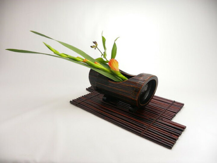 楽天市場】花器 置船 黒 25cm×13cm 国産 日本製 竹製 花入 竹の節を 