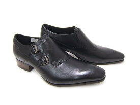 英国で培われた伝統のスタイルを正統継承！KATHARINE HAMNETT LONDON キャサリン ハムネット ロンドン 紳士靴 KH-31731 ブラック プレーントゥ モンクストラップ スクエアトゥ 送料無料