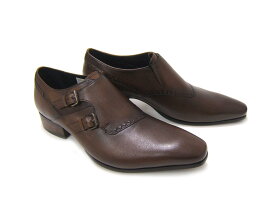 英国で培われた伝統のスタイルを正統継承！KATHARINE HAMNETT LONDON キャサリン ハムネット ロンドン 紳士靴 KH-31731 ブラウン プレーントゥ モンクストラップ スクエアトゥ 送料無料