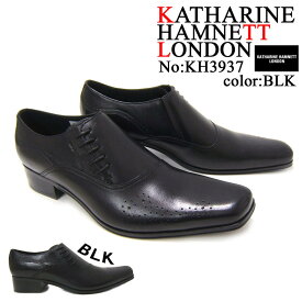 KATHARINE HAMNETT LONDON キャサリン ハムネット ロンドン待望の新シリーズが遂に登場！スタイリッシュな紳士靴KH3937 サイドレース チゼルトゥ ビジネス スーツ 送料無料