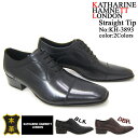 新シリーズは更にスタイリッシュな仕上がり！KATHARINE HAMNETT LONDON キャサリン ハムネット ロンドン 紳士靴 KH-3894 ブラック スクエアトゥ ストレートチップ 内羽根 ビジネス スーツ カジュアル 送料無料