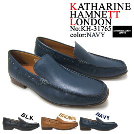 カジュアルに決めるスリップオンスタイル！KATHARINE HAMNETT LONDON キャサリン ハムネット ロンドン 紳士靴 KH-31765 ネイビー モカシン スリップオン ドライビング カジュアル パーティー 送料無料