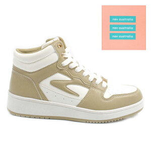 シンプルなデザインが好印象のコートモデル♪NEV SURF ネブ サーフ カジュアル レディース スニーカー NEV-686 ホワイト/ベージュ ハイカット