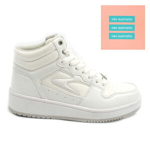 シンプルなデザインが好印象のコートモデル♪NEV SURF ネブ サーフ カジュアル レディース スニーカー NEV-686 ホワイト/ホワイト ハイカット