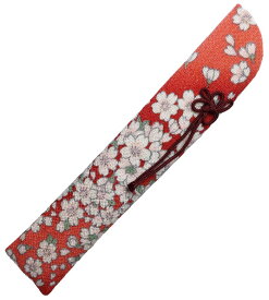 女性用（婦人用）ちりめん扇子袋（赤色・桜柄）