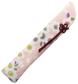 女性用（婦人用）ちりめん扇子袋（ピンク・桜柄）