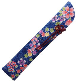 女性用（婦人用）ちりめん扇子袋（青・春秋柄）