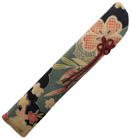 女性用（婦人用）ちりめん扇子袋（黒・古布柄）