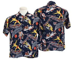 2023 SunSurf Special Edition HAWIIAN SHIRT【 KEONI OF HAWAII 】SS39134 “WAIKIKI REEF”(128:NAVY)