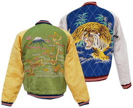 TAILOR TOYO テーラー東洋スカジャンTT15198-145/Early950s Style Acetate/Quilt Souvenir Jacket KOSHO&CO JAPAN MAP/TIGER PRINT