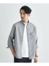 【SALE／50%OFF】【Sサイズ~】カラミ織り 7分袖シャツ TAKEO KIKUCHI タケオキクチ トップス シャツ・ブラウス グレー ネイビー ブルー【RBA_E】【送料無料】[Rakuten Fashion]