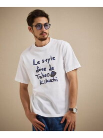 【SALE／50%OFF】水彩ペイント アートロゴTシャツ TAKEO KIKUCHI タケオキクチ トップス カットソー・Tシャツ ブラック ベージュ ホワイト【RBA_E】【送料無料】[Rakuten Fashion]