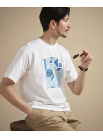 【SALE／55%OFF】ロゴグラフィック プリントTシャツ TAKEO KIKUCHI タケオキクチ トップス カットソー・Tシャツ ホワイト グレー【RBA_E】【送料無料】[Rakuten Fashion]