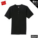 ヘインズ Tシャツ メンズ 半袖 ビーフィー リブ ヘンリーネック BEEFY-T 黒 ブラック Hanes HM1T103 大きいサイズ 有 スポーツウェア トレーニングウェア スポーツ おしゃれ ブランド