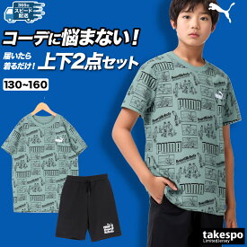 プーマ Tシャツ ハーフパンツ 上下 ジュニア セットアップ ボーイズ ミッド 90S 綿100% ブランド PUMA 687845 3ds 半額 上下セット 男 女の子 キッズ 男の子 スポーツウェア トレーニングウェア スポーツ おしゃれ あす楽