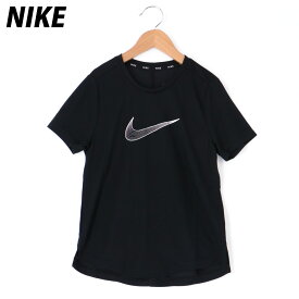 ナイキ Tシャツ 上 ガールズ NIKE 半袖 吸汗速乾 ドライ 薄手 ビッグロゴ グラフィック DD7639 黒 ブラック| 女の子 キッズ スポーツウェア トレーニングウェア ドライ