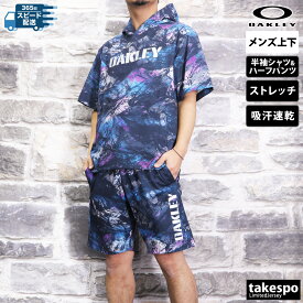 新作 オークリー Tシャツ ハーフパンツ 上下 メンズ OAKLEY パーカー パンツ 半袖 FOA406364| セットアップ 上下セット 大きいサイズ 有 プラクティスシャツ プラシャツ スポーツウェア トレーニングウェア 速乾