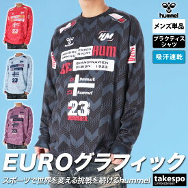 4/24-4/25 2日間限定ゲリラバーゲン 新作 ヒュンメル Tシャツ 上 メンズ hummel 長袖 ハンドボール プラクティスシャツ バックプリント付き 吸汗 速乾 プラシャツ HAP7194| 大きいサイズ 有 プラクティスシャツ プラシャツ スポーツウェア トレーニングウェア