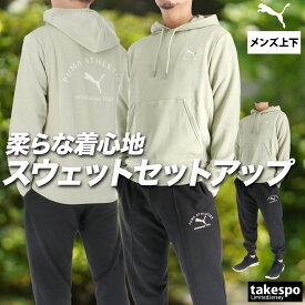 プーマ スウェット 上下 メンズ セットアップ ブランド クラス PUMA 691056 フード付き フーディ バックプリント付き 裏毛 黒 新作 上下セット 大きいサイズ 有 スポーツウェア トレーニングウェア スポーツ おしゃれ あす楽