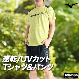＼楽天1位！／ ミズノ Tシャツ 上下 半袖 セット トレーニングウェア 上下セット メンズ ハーフパンツ ミズノプロ 軽量 吸汗 速乾 吸水 ドライ UVカット 黒 白 グラフィック ブランド Mizuno 12JADT51 あす楽 青 黄色 新作 大きいサイズ