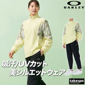 ＼楽天1位！／ オークリー 薄手 ジャージ 上下 レディース セットアップ 軽量 黒 白 フルジップ UVカット 速乾 吸水 吸汗 ドライ ストレッチ ブランド OAKLEY FOA500934 黄色 クロス 新作 上下セット かわいい 大きいサイズ 有 ウォーキング ウェア