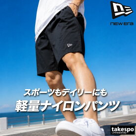 ハーフパンツ メンズ スポーツ 短パン ブランド ニューエラ パフォーマンスアパレル 黒 はっ水 撥水 ストレッチ ナイロンパンツ ビッグロゴ NEW ERA 14744515B 新作 大きいサイズ 有 スポーツウェア トレーニングウェア おしゃれ