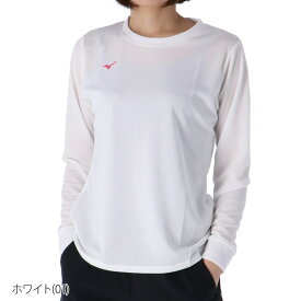 4/24-4/25 2日間限定ゲリラバーゲン 新作 ミズノ 長袖Tシャツ 上 レディース Mizuno 長袖 ワンポイント ロンT 吸汗速乾 ドライ UVカット 32MA1395