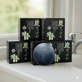 【炭せっけん（100g×5個）】炭 竹炭 炭石鹸 竹炭石鹸 炭せっけん すみせっけん 洗顔石鹸 乾燥肌 敏感肌 にきび クレンジング チャコール洗顔 ちゃこーる 炭洗顔　無添加 無香料 無着色 消臭 宮崎 竹炭の里