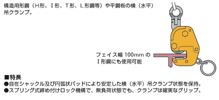 楽天市場】スーパーツール 自在型横吊クランプ 0.5ton GVC0.5E （自在 