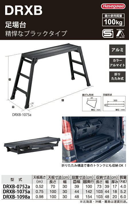 楽天市場】長谷川工業 (配送先法人限定) 足場台(ブラックタイプ) DRXB 