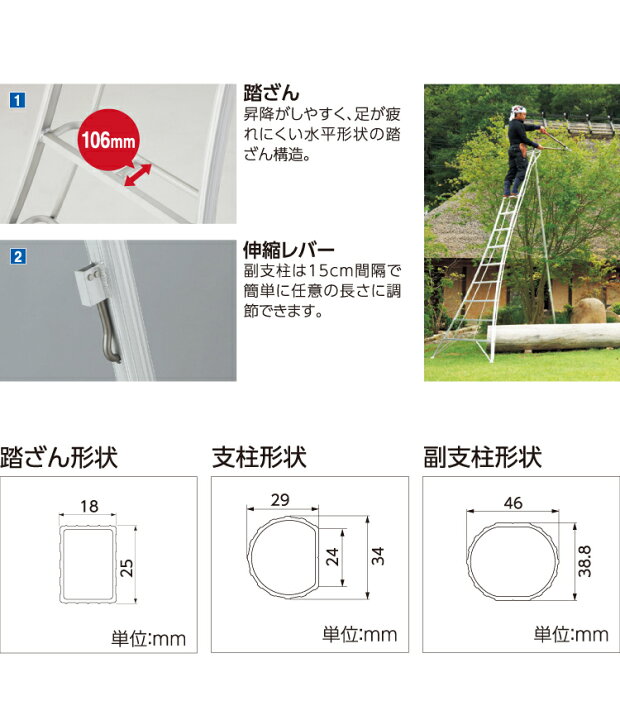 楽天市場】長谷川工業 (配送先法人限定) 園芸 三脚 12尺 GSC-360a 天板  