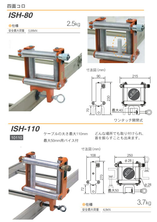 楽天市場】育良精機 (配送先法人限定) 四面コロ ISH-110 ワンタッチ 