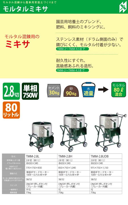 最大76%OFFクーポン 工具の楽市トンボ モルタルミキサ モルミニ3.5H 出力0.75kw TMM3.5H≪お取寄商品≫≪代引不可≫ トンボ モルミニ1 TMM-1≪お取寄商品≫≪代引不可≫