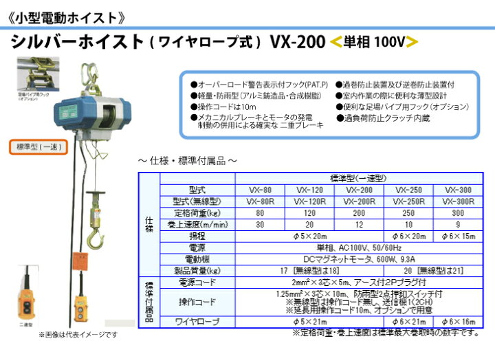 楽天市場】富士製作所 小型電動ホイスト シルバーホイスト ワイヤー 