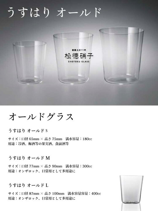 楽天市場】松徳硝子 うすはり オールド Lサイズ 6個セット (業務箱 
