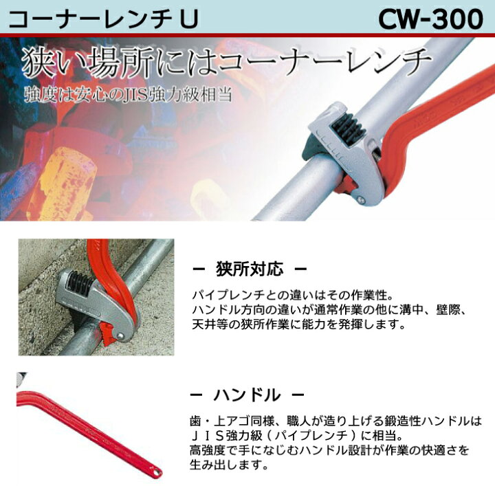 楽天市場】MCC コーナーレンチ CW-300 300mm 狭所対応 : 機械と工具の 