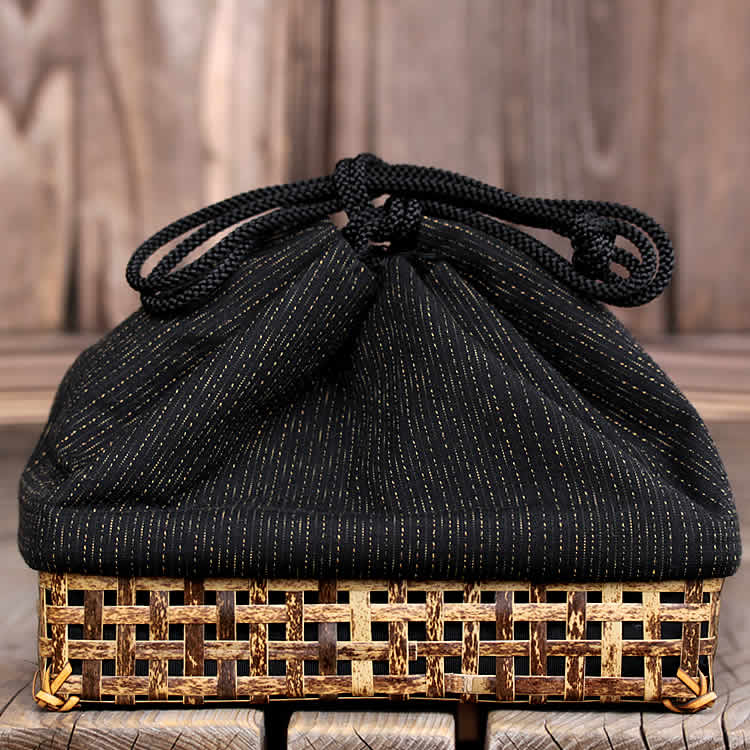 日本唯一の虎竹と和木綿 正規逆輸入品 竹虎 の特別な巾着バッグ 返品不可 虎竹巾着籠
