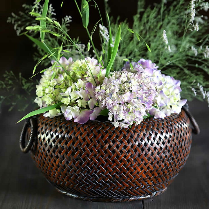 楽天市場 花籠 染無双耳付 虎斑竹専門店 竹虎