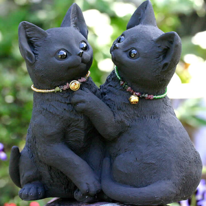 楽天市場 リアルでかわいい竹炭の動物置物 竹炭のなかよし猫ちゃん 猫の置物 虎斑竹専門店 竹虎