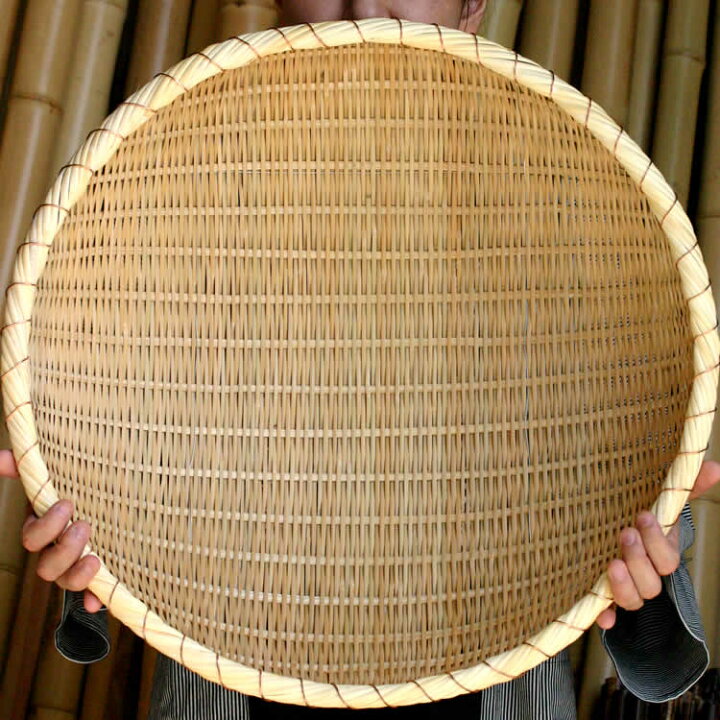 大きく深さもある竹かご （楽天市場】深竹ざる（銅巻）大 52cm : 虎 