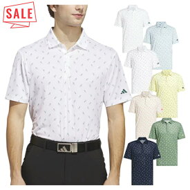 【セール対象】 アディダス ゴルフ ポロシャツ メンズ 半袖 シャツ ポロ レギュラーフィット ストレッチ 通気性 ゴルフウェア ブランド 総柄 ドット柄 ロゴ 春 夏 秋 KUH65 adidas golf
