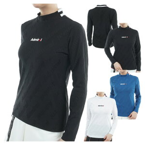 【365日出荷対応】 アドミラルゴルフ シャツ モックシャツ レディース 長袖 モックネック 吸水速乾 UVカット ゴルフウェア ブランド ロゴ 総柄 春 秋 冬 ADLA559 Admiral golf
