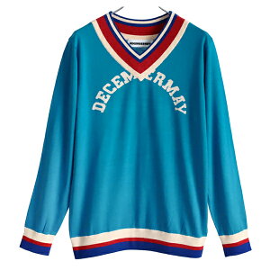 【月間優良ショップ受賞】 ディセンバーメイ ゴルフ Vネック セーター メンズ ニット 長袖 薄手 ミドル丈 プルオーバー 青 ブルー 春 夏 秋 ゴルフウェア ブランド 1-205-1018 DECEMBERMAY