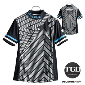 【月間優良ショップ受賞】 当店限定 ディセンバーメイ ゴルフ モックシャツ メンズ 半袖 ハイネック モックネック シャツ 吸湿速乾 UVカット ゴルフウェア 総柄 ブランド DECEMBERMAY 1-205-0122